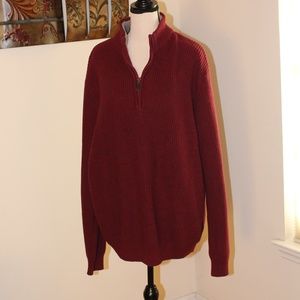 IZOD , Mock neck ribbed quarter zip sweater     Maroon color  XXL